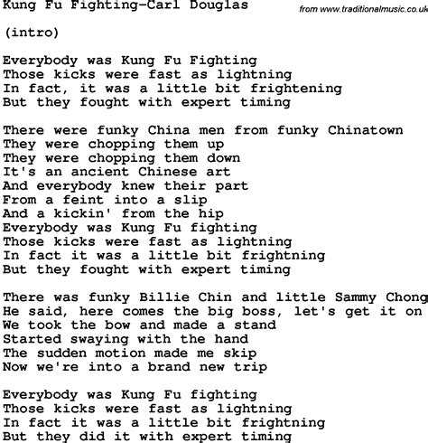 kung fu fighting lyrics|CARL DOUGLAS .